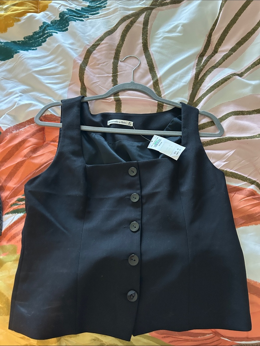 Abercrombie & Fitch Black Button-Front Tank Top